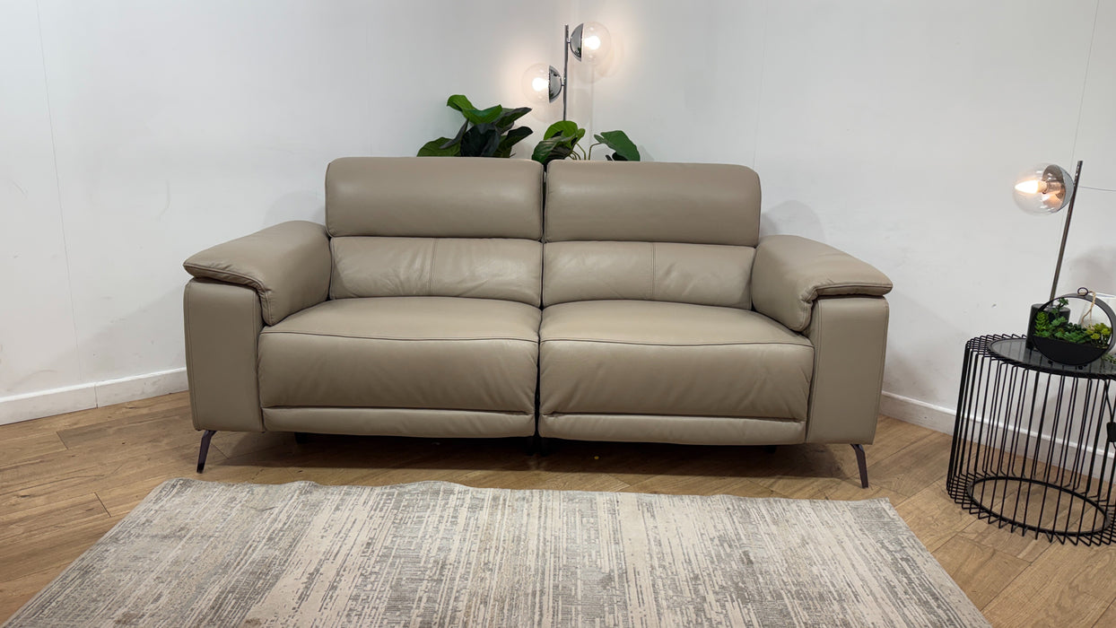 Sofology Fratelli Leather 2.5 Seater Power Recliner/Headrest in Trusty Embossed Stone
