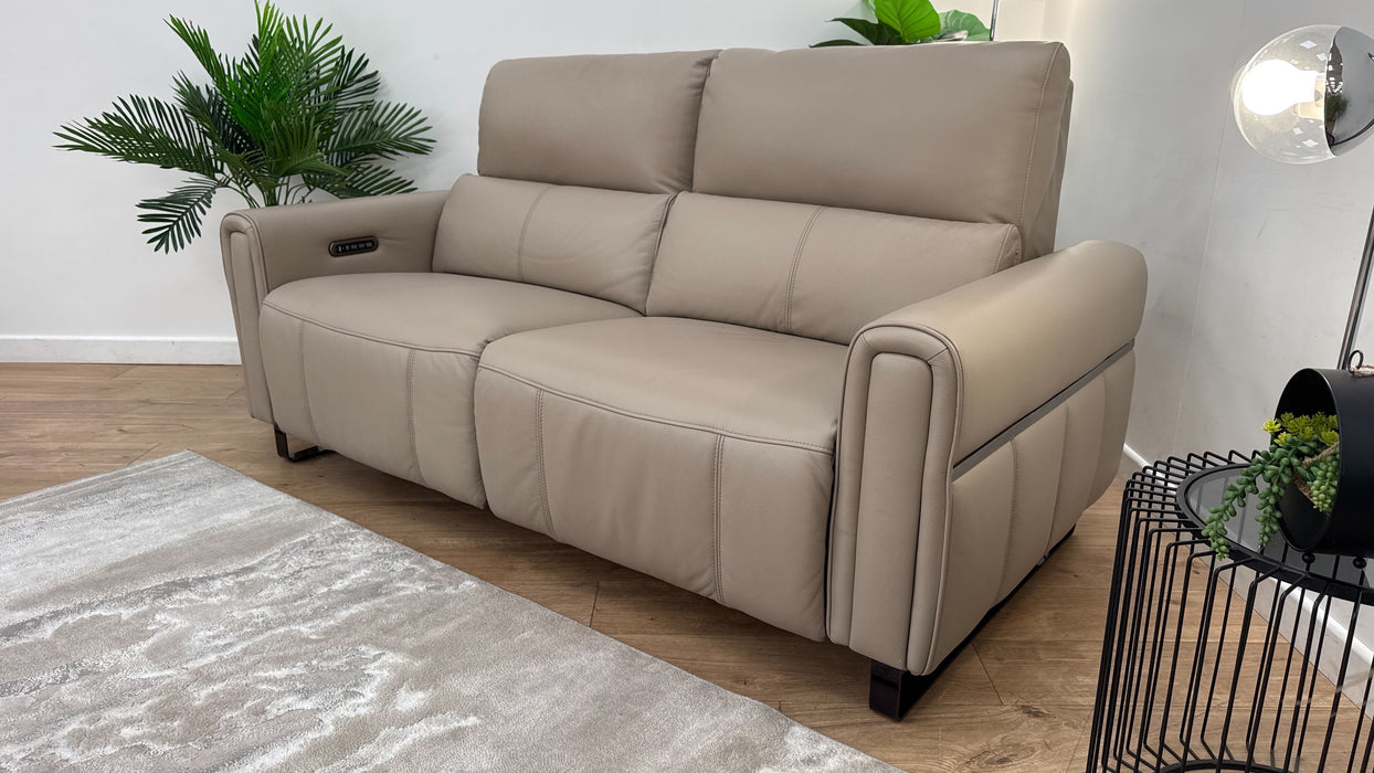 Sofology Ravello 2.5 Reclining Leather Sofa in Trusty Embossed Stone