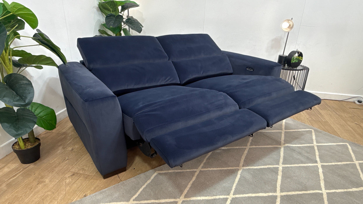 Sofology Metropolitan Fabric 3 Seater Power Recliner in Lifestyle Mottled Navy Blue
