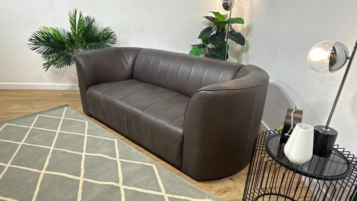 Sofology Fitzrovia Leather 2 Seater Dark Wood Trim in Relaxed Natural Grain Espresso Mix