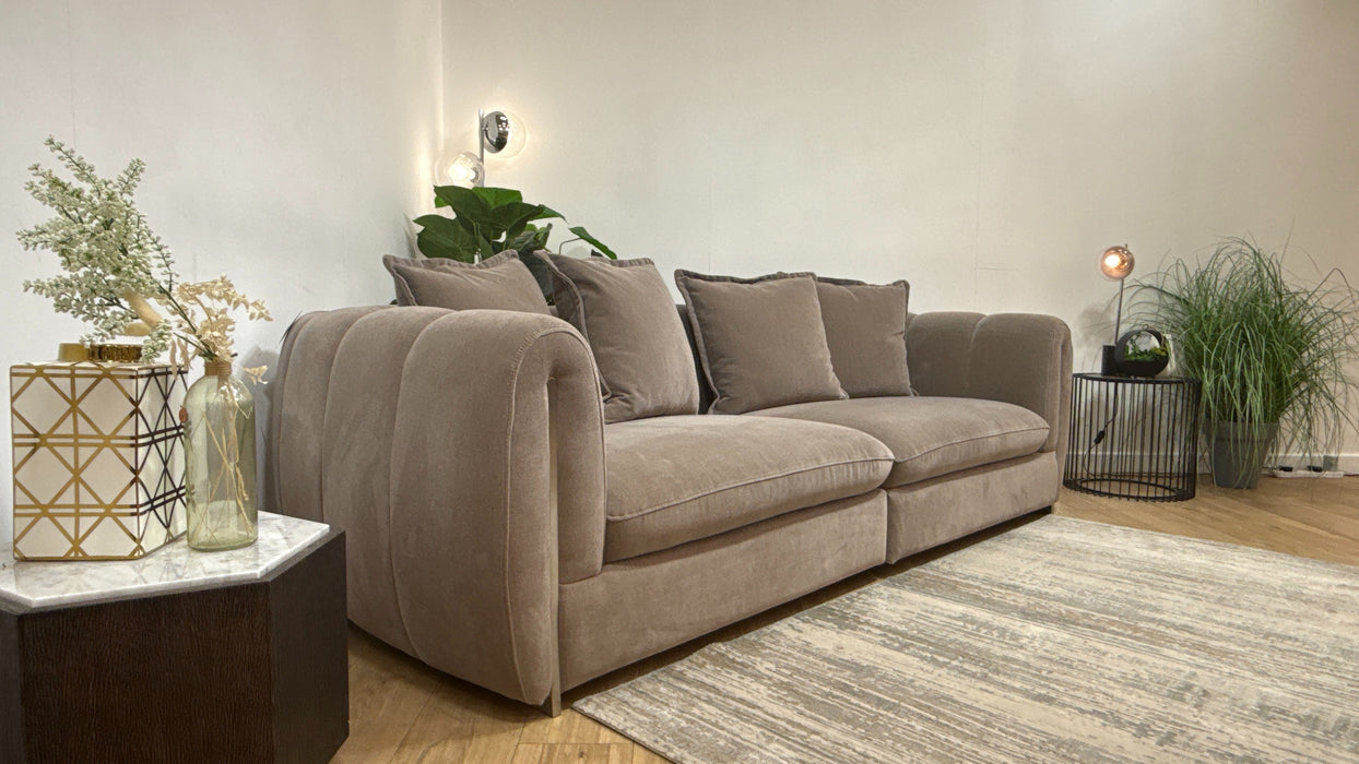 Sofology Empress Fabric 4 Seater Pillow Back in Relaxed Chenille Nutmeg