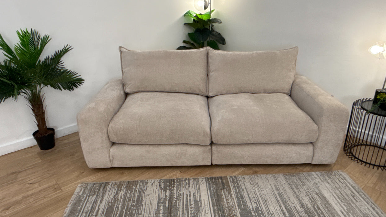 Sofology Haven Fabric 3 Seater Split Full Back Fibre/Foam Seats in Cosy Chenille Pebble