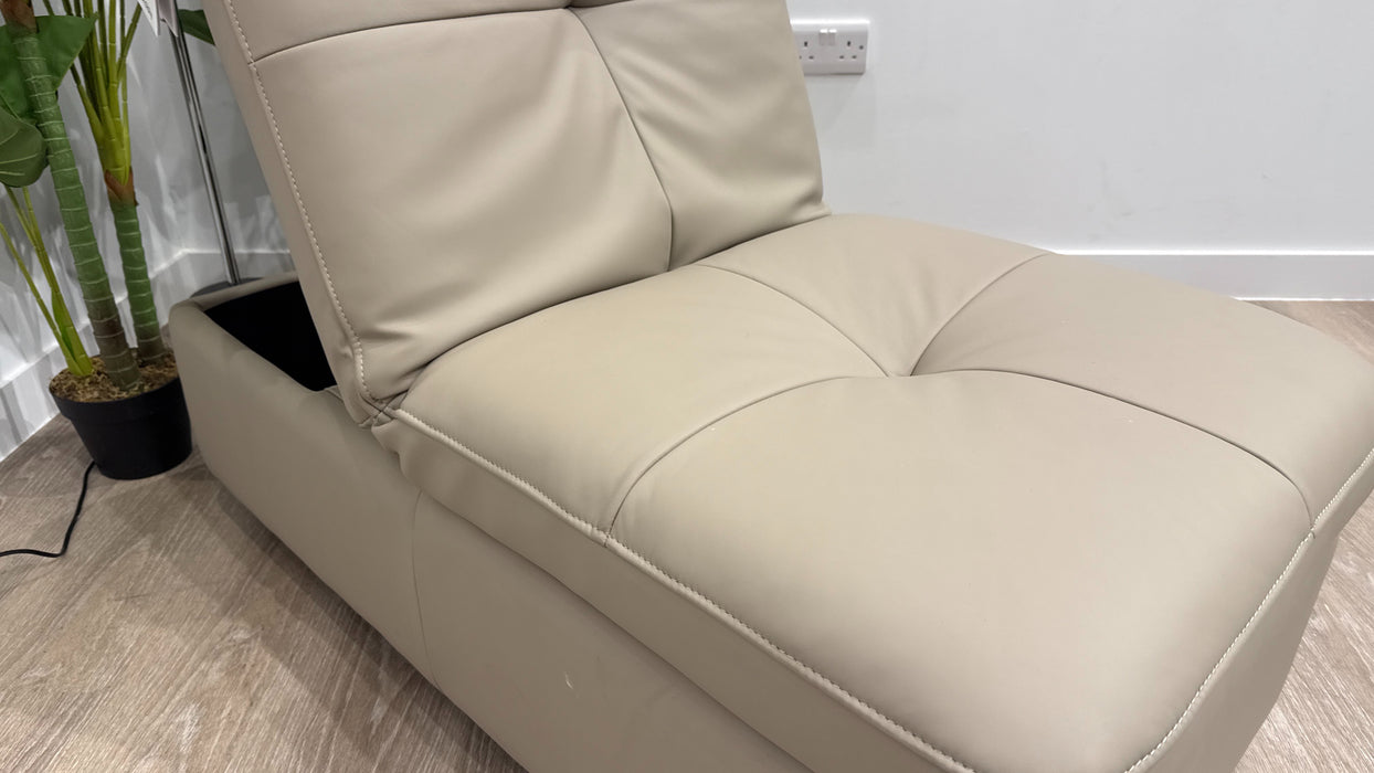 Sofology Riviera Leather Designer Storage Footstool in Trusty Super Matt Putty