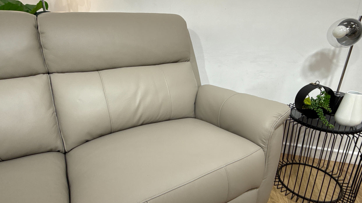 Sofology Bradie Leather 2.5 Seater Power Recliner/Headrest in Trusty Embossed Light Grey