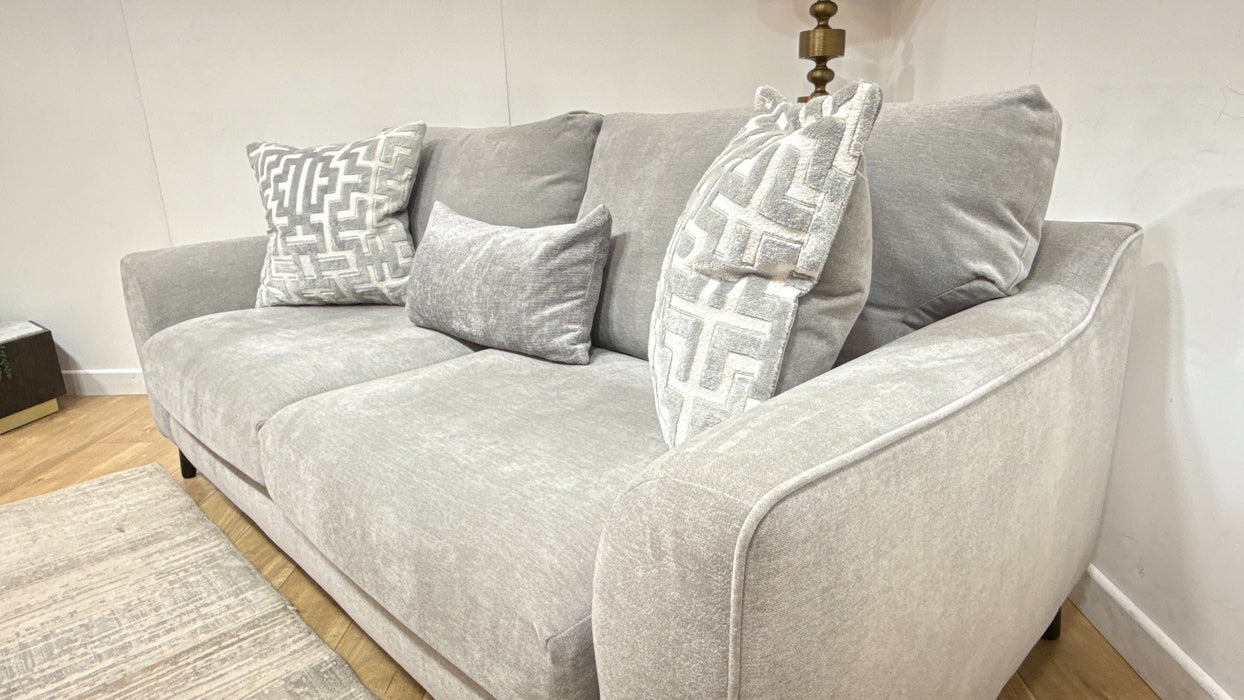 Sofology Mayfair Fabric 3 Seater Foam Seats in Soft Chenille Silver/Silver Mix