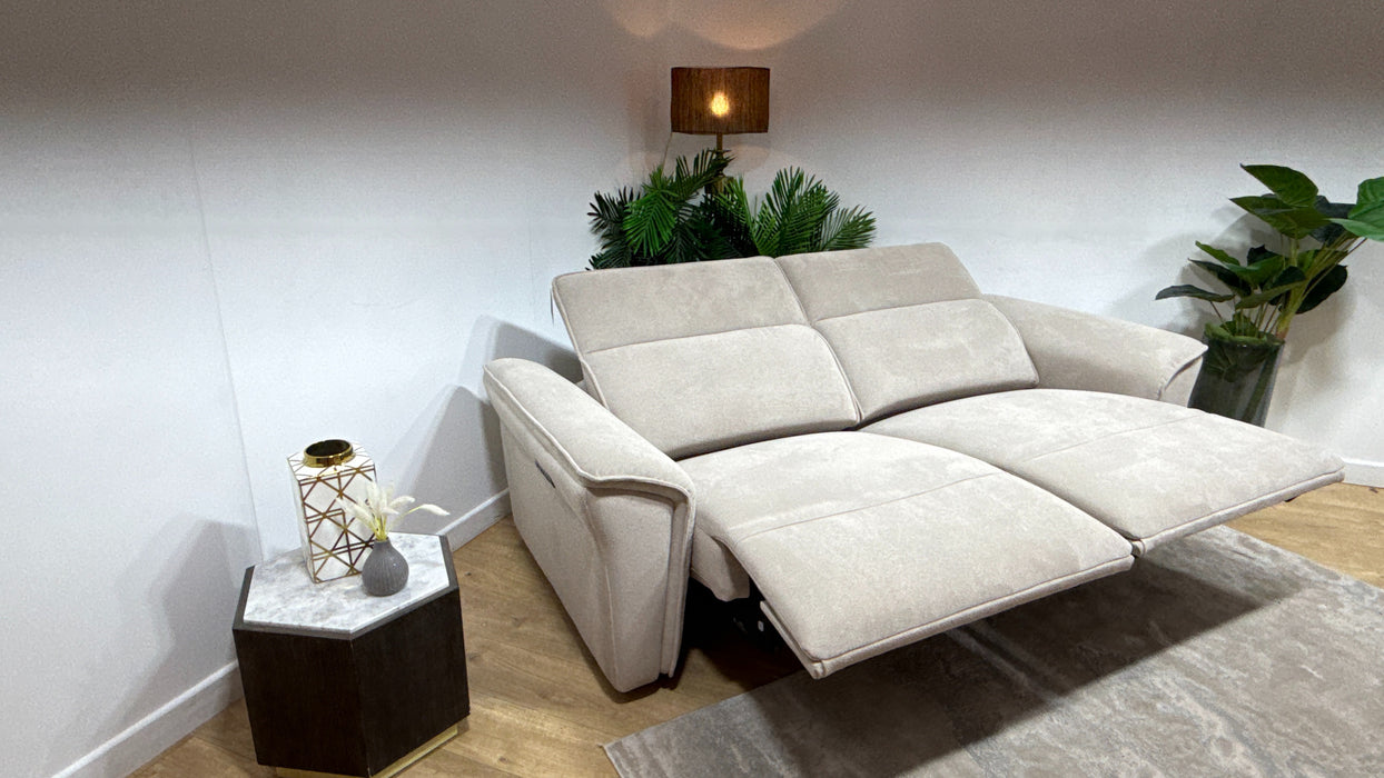 Sofology Fleur Fabric 2.5 Seater Power Recliner/Headrest in Soft Sherpa Pebble Amor