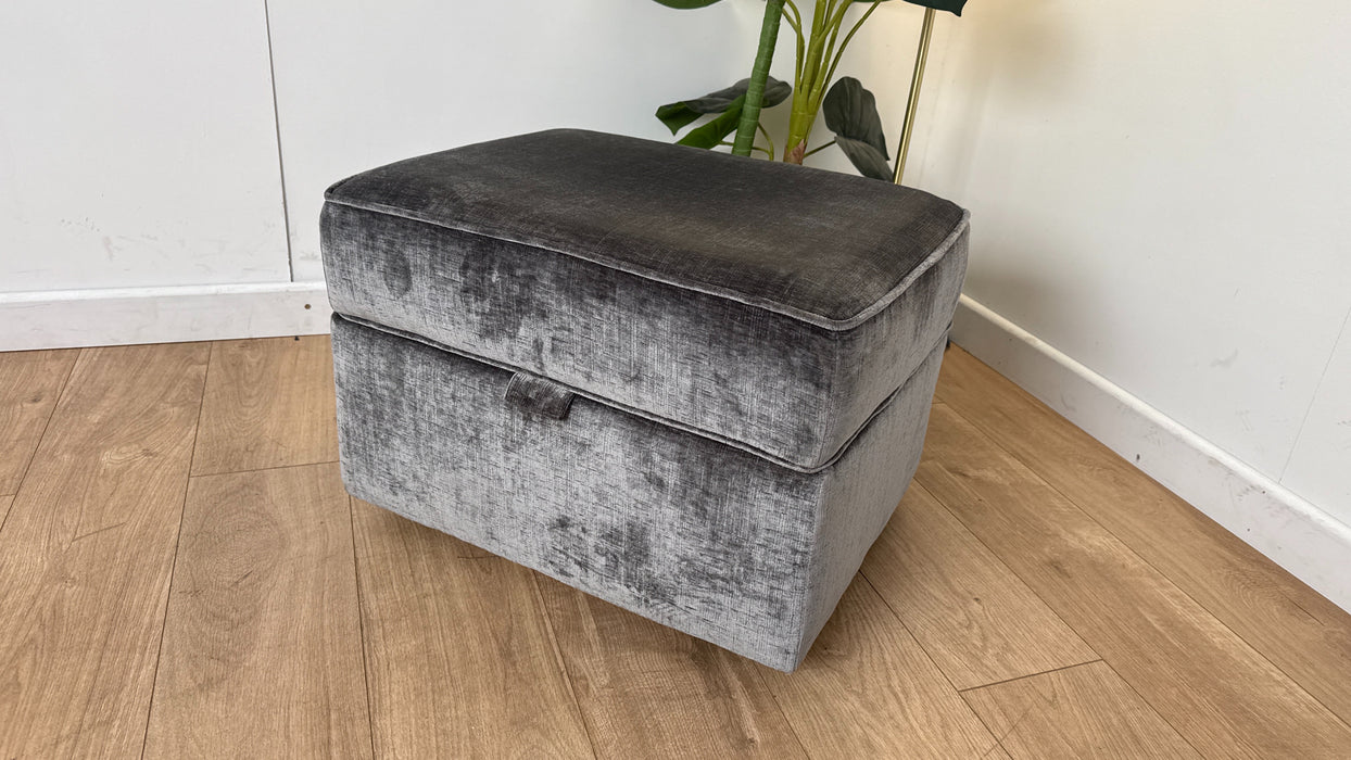 Sofology The Georgio Fabric Footstool in Luxe Chenille Grey All Over