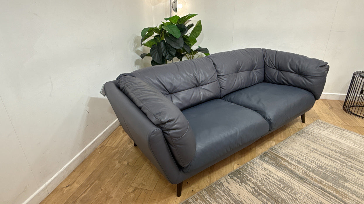Sofology Hygge Leather 4 Seater Split in Trusty Matt Steel Blue