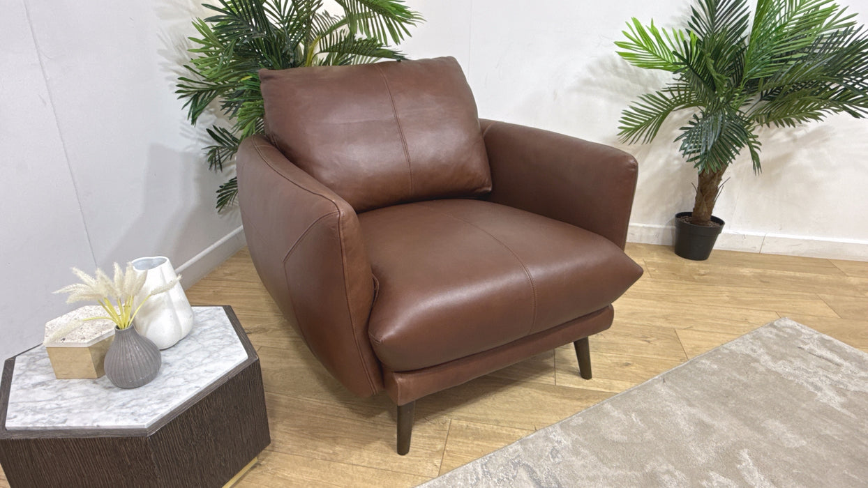 Sofology Adler Leather Chair in Relaxed Soft Brown