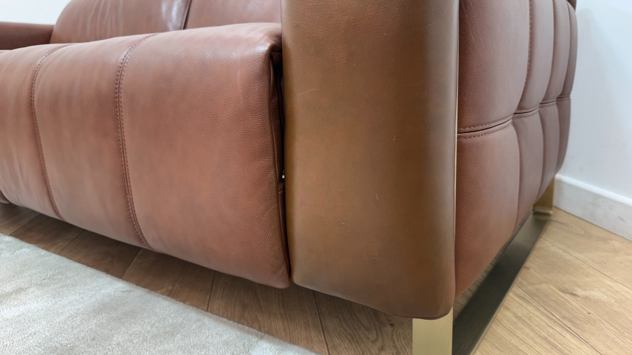 Sofology Marvella Leather 2.5 Seater Power Recliner/Headrest in Trusty Sheen Butterscotch
