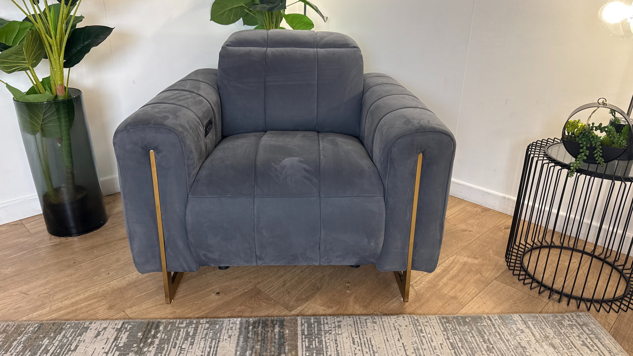 Sofology The Paramount Fabric Chair Power Recliner/Headrest Speakers in Lifestyle Nubuck Feel Charcoal