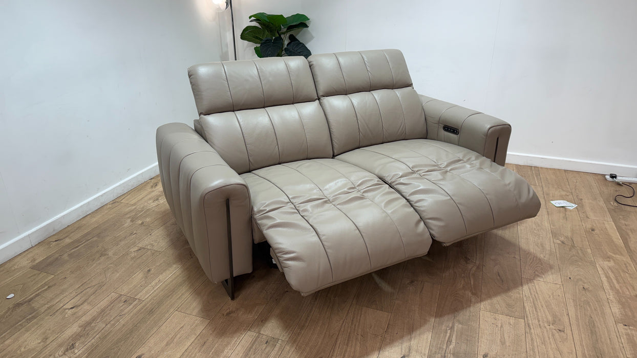 Sofology Paramount Leather 2.5 Seater Power Recliner/Headrest in Trusty Embossed Stone