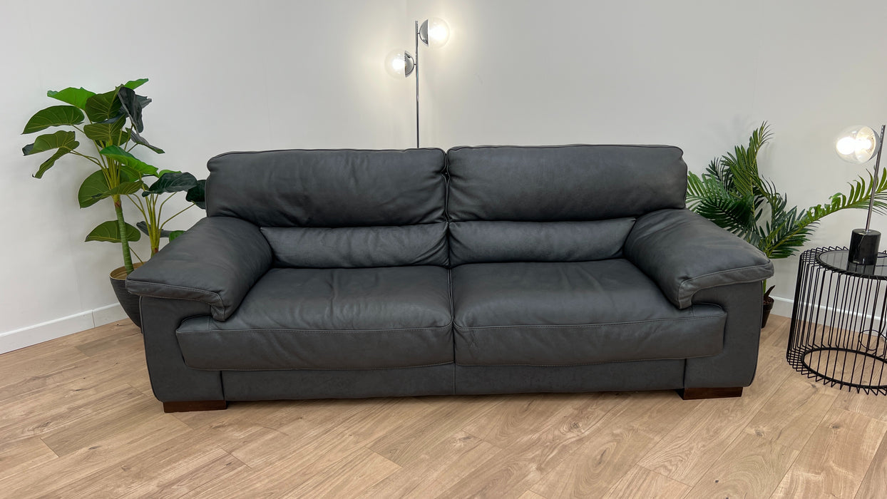 Santino 3 Seater- Leather Sofa - Apollo Grey