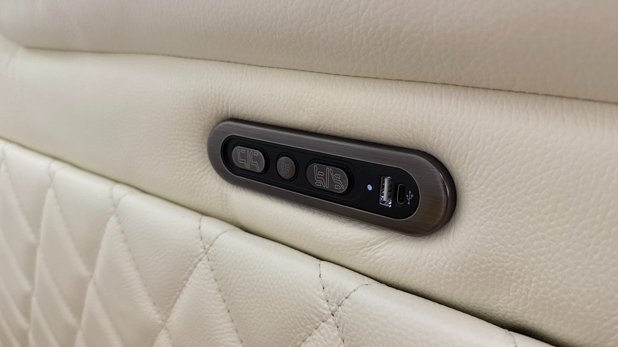 Sofology Benz Leather 3 Seater Power Recliner/Headrest in Trusty Sheen White