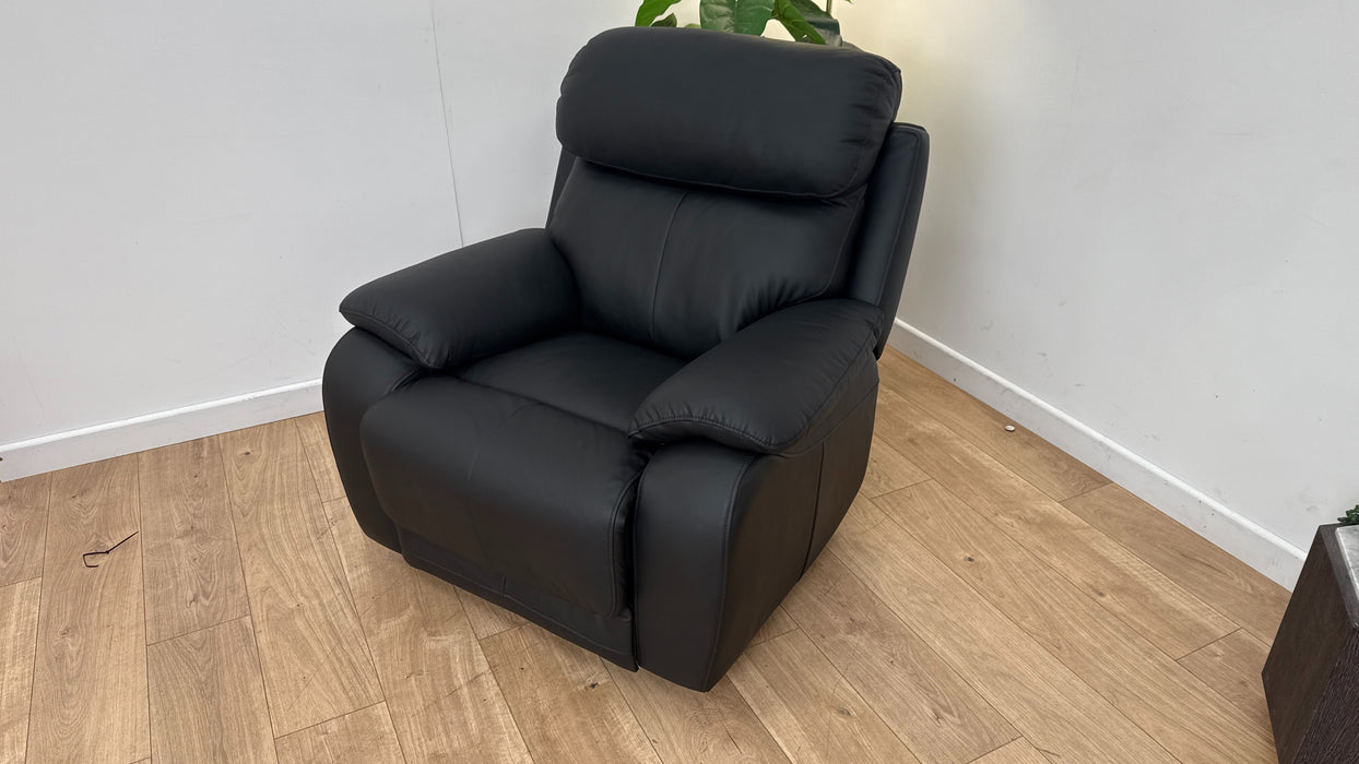 DFS Daytona Leather Recliner Rocking Chair in Jet Black