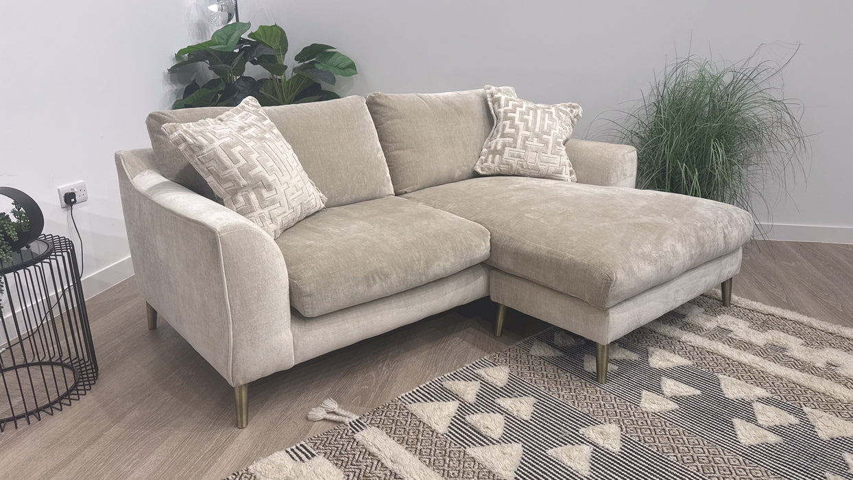 Sofology Mayfair 3 Seater Chaise Foam Seats In Luxury Chenille Mist