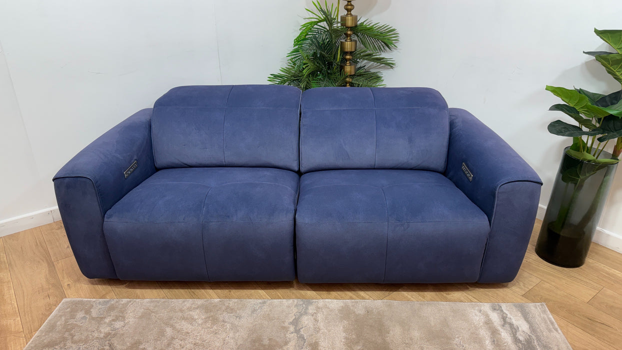 Sofology Riviera Fabric 2.5 Seater Power Recliner/Headrest in Lifestyle Flecked Navy