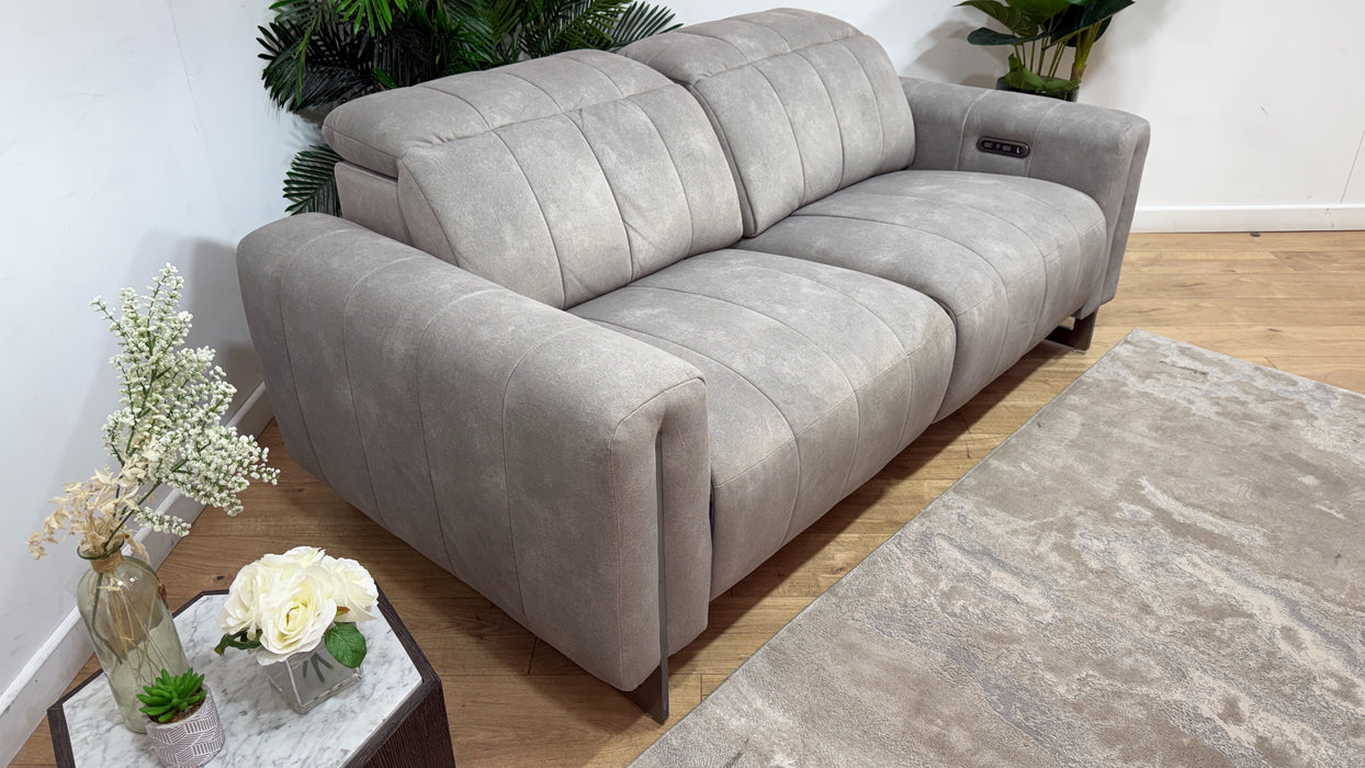 Sofology Paramount Fabric 2.5 Seater Power Recliner/Headrest in Lifestyle Flecked Stone