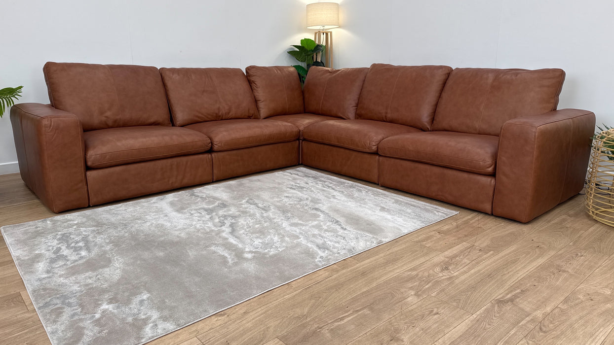 Sofology The Retreat 3 Corner 3 in Relaxed Soft Leather Tan Mix