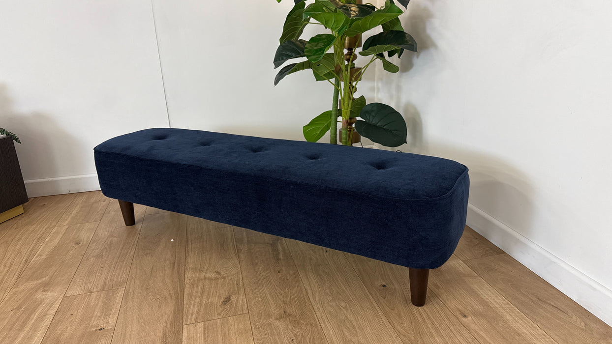 Sofology Cricket Fabric Footstool in Smooth Textured Chenille Navy