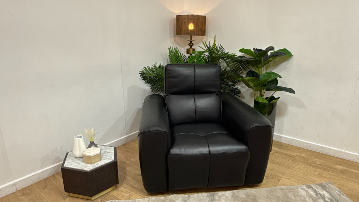 Sofology Riviera Leather Chair in Trusty Embossed Jet Black