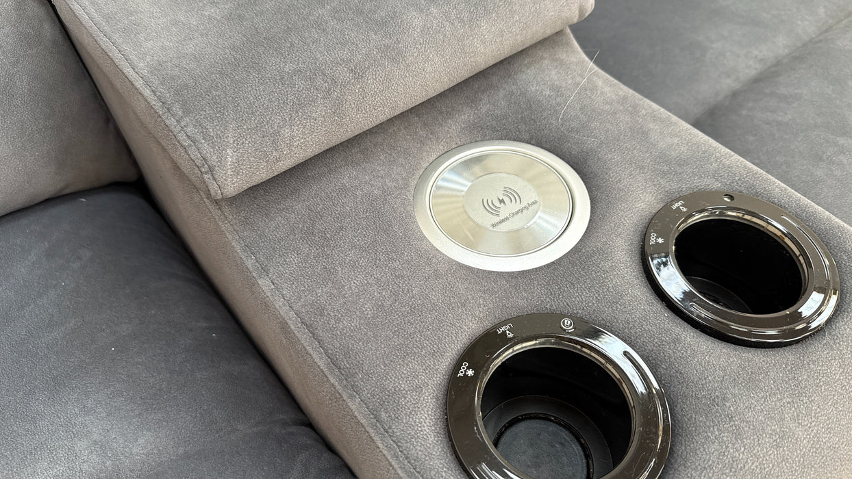 Sofology Renato Fabric 2.5 Seater Console Power Recliner Speakers in Dexter Charcoal