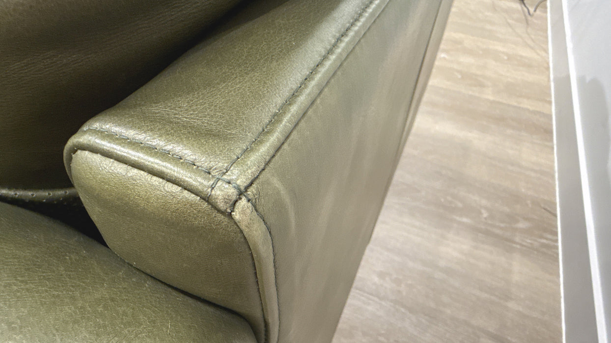Sofology Adler Leather 4 Seater Asymmetric in Relaxed Soft Olive