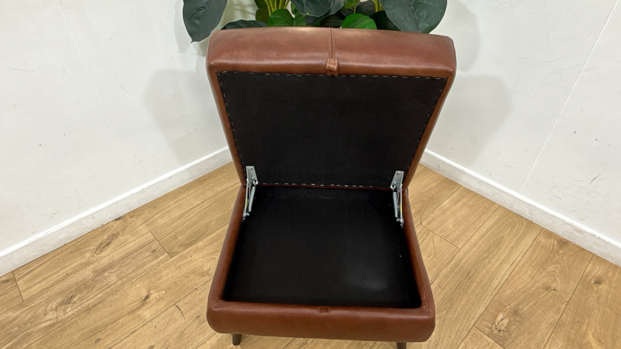 Sofology Adler Leather Storage Footstool in Relaxed Soft Brown