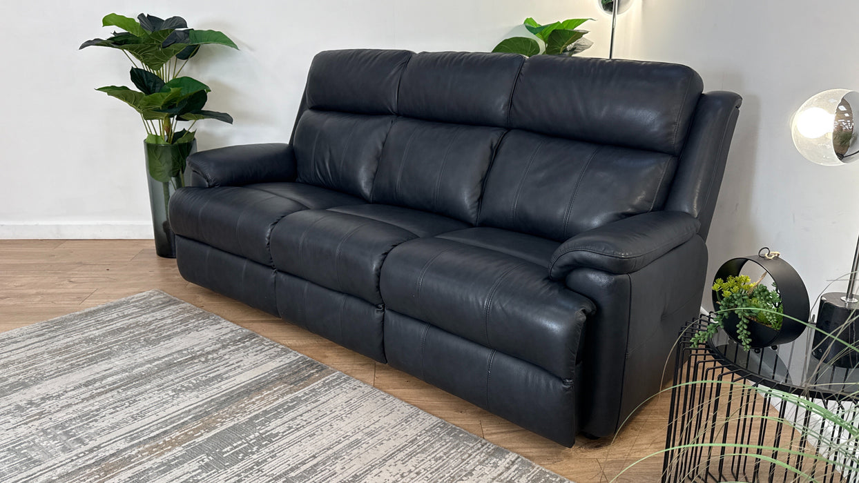 Sofology Gracie Leather 3 Seater in Trusty Sheen Navy