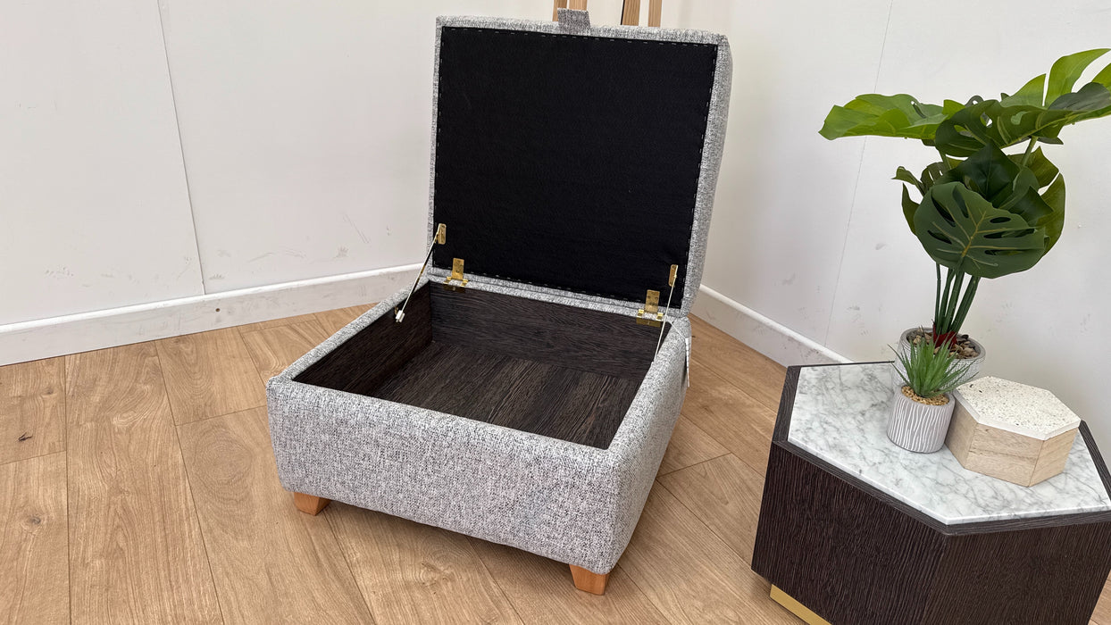 Nimbus Fabric Storage Footstool - Piero Zinc All Over