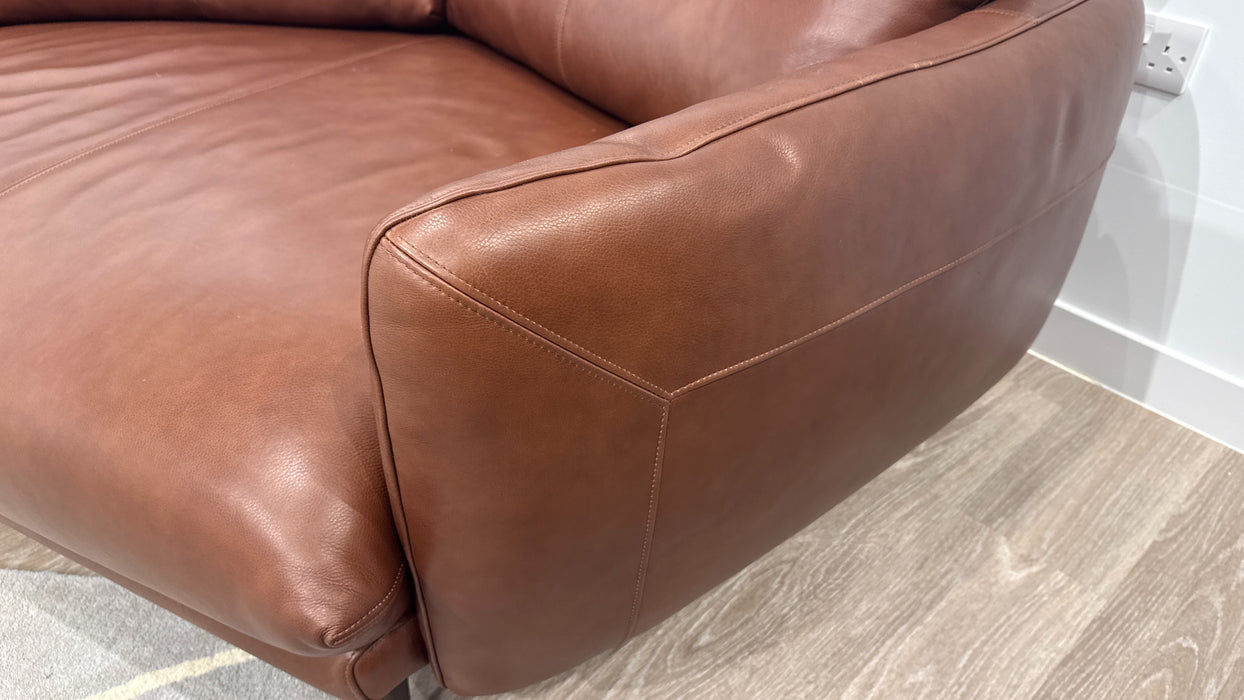 Sofology Adler Leather 4 Seater Asymmetric in Relaxed Soft Brown