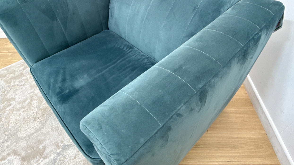 Sofology Fluted Isla Fabric Loveseat in Velluto Azure