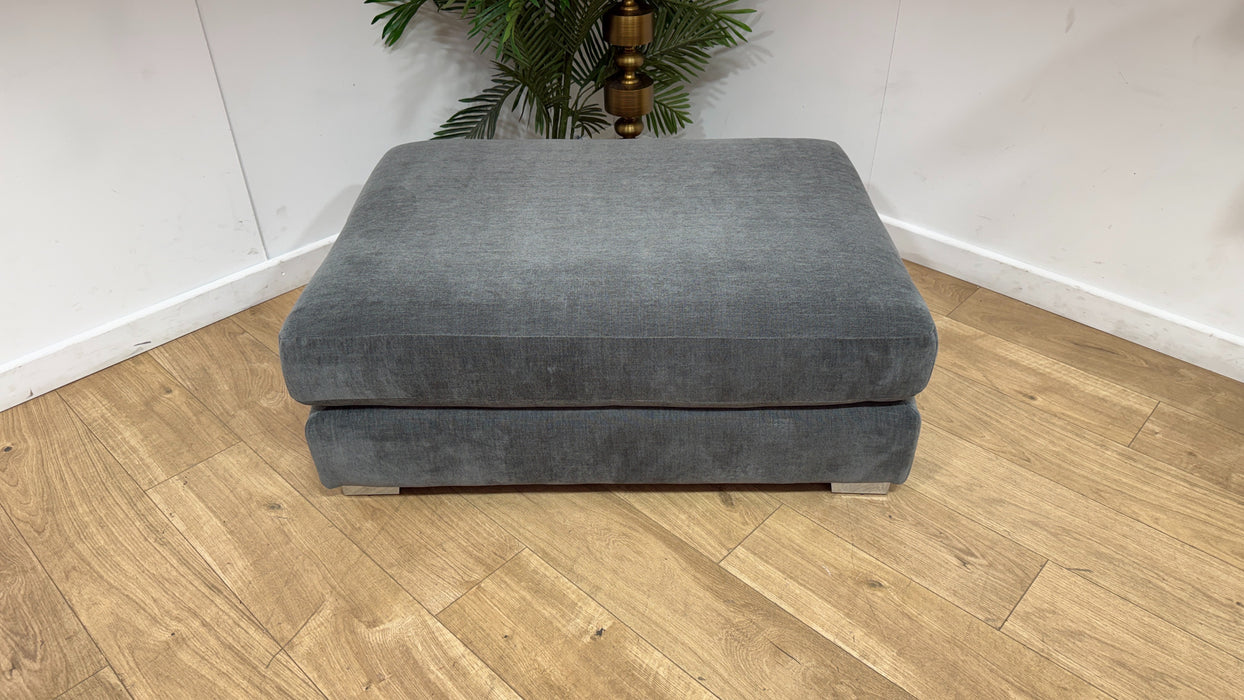 Sofology Majestica Fabric Combi Footstool in Luxe Chenille Pewter