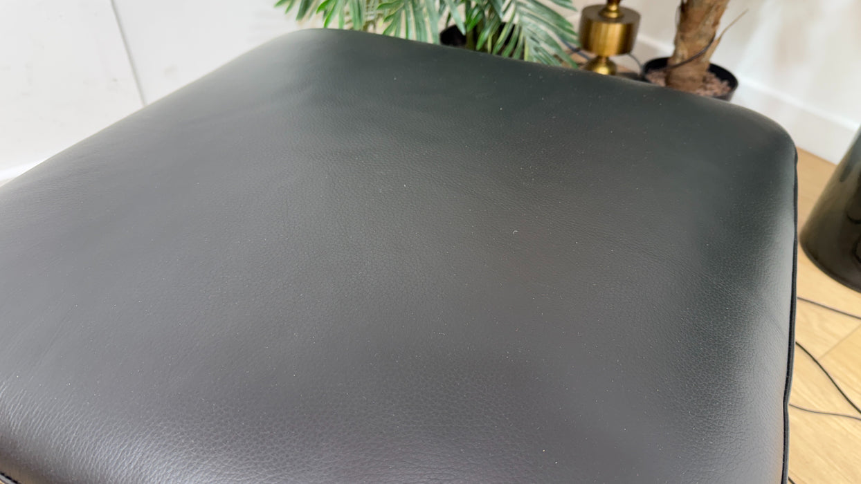 Sofology Cleveland Leather Storage Footstool in Trusty Embossed Jet Black