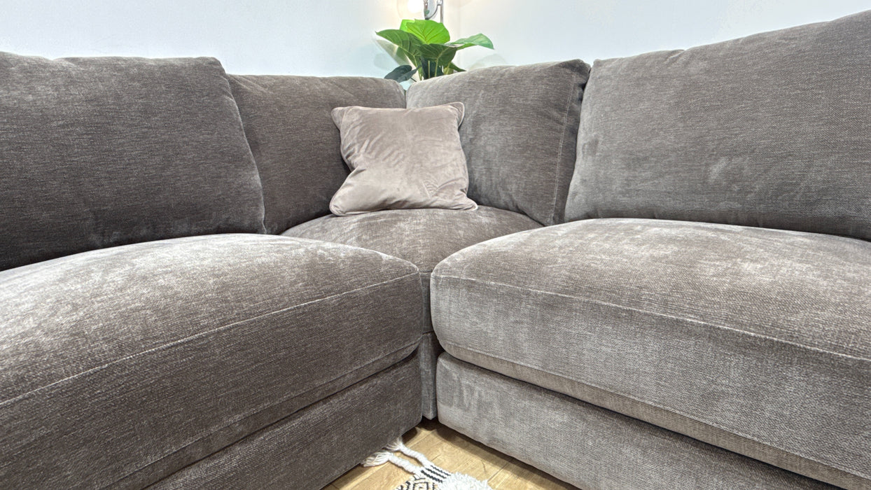 Sofology Rowen Fabric 4 Corner 3 in Luxury Deep Pile Chenille Mole
