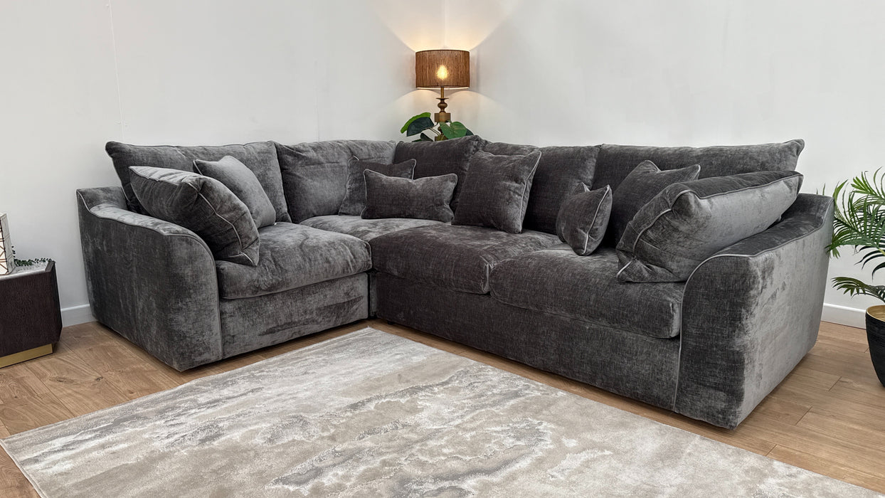 Sofology The Georgio 1 Corner 3 Fabric Sofa in Georgio Luxe Chenille Grey Mix