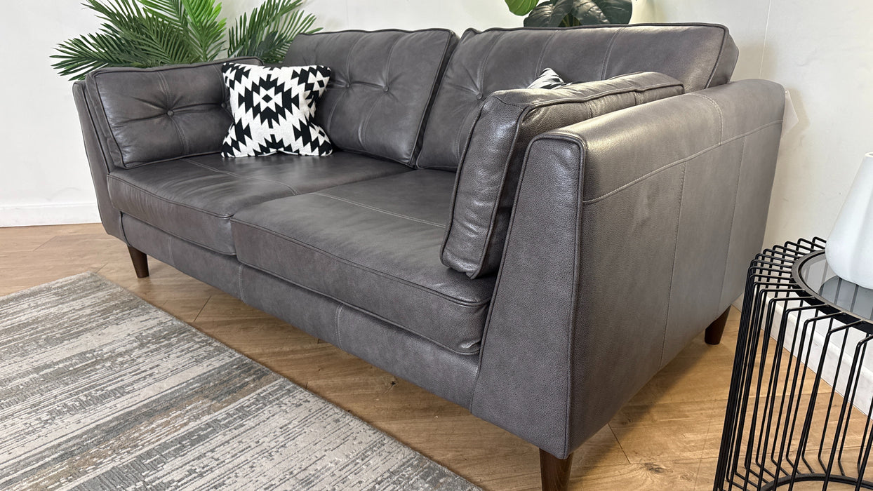 Sofology Cricket Leather 3 Seater in Graphite Mix