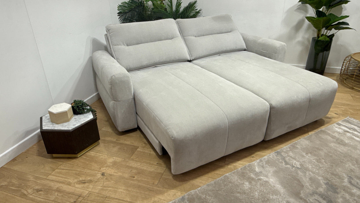 Sofology Sanctuary Fabric 3 Seater Double Power Chaise Power Motion Back in Relaxed Chenille Stone