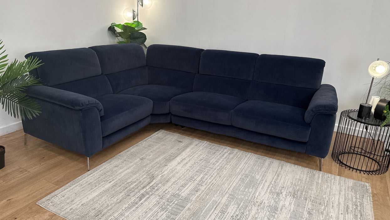 Sofology Illinois Fabric 1 Corner 2 in Lifestyle Mottled Navy Blue