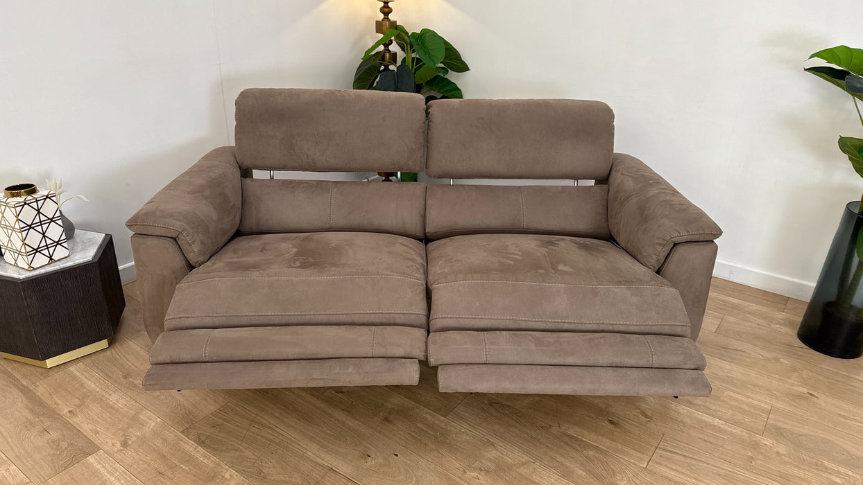 Sofology Illinois Fabric 3 Seater Power Recliner/Headrest in Lifestyle Textured Cappuccino