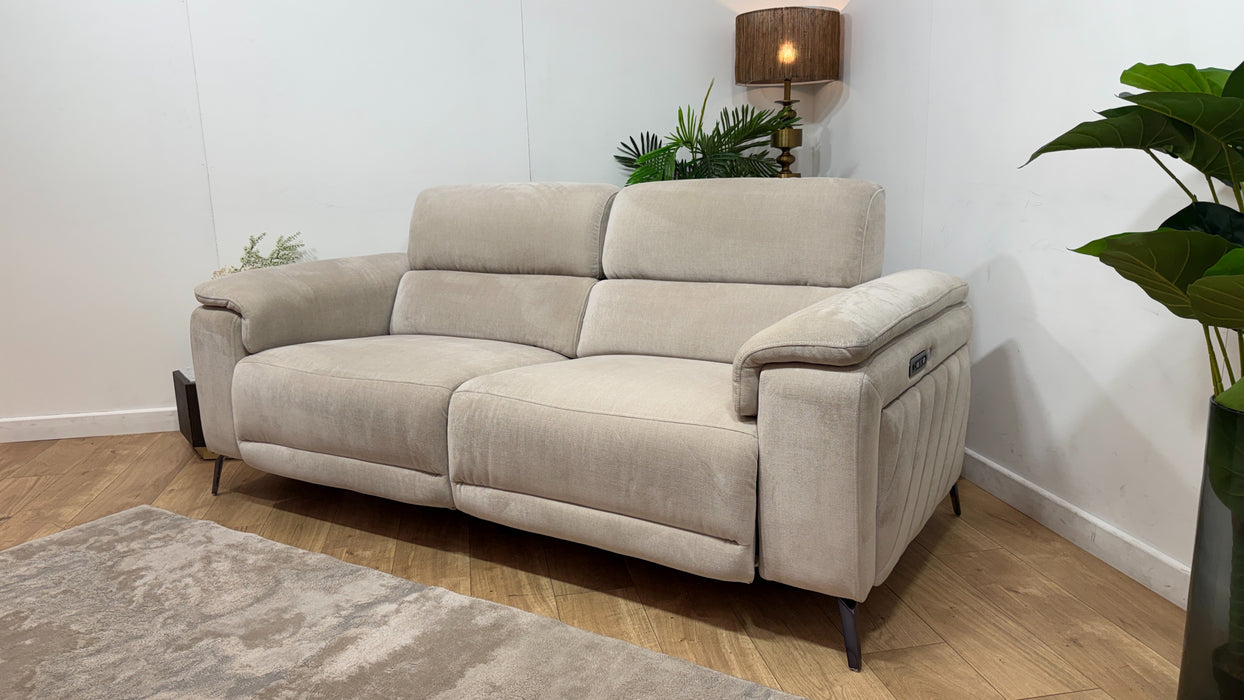 Sofology Fratelli Fabric 2.5 Seater Power Recliner/Headrest in Relaxed Chenille Cotton