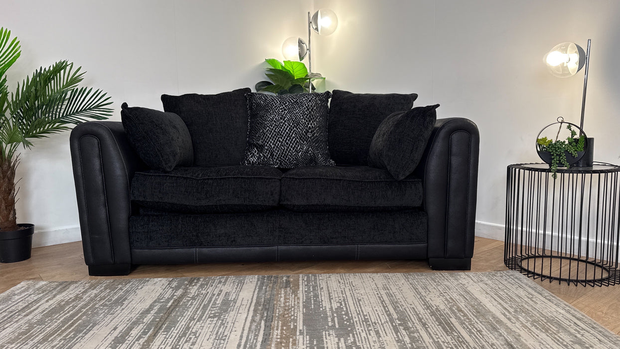 DFS Ollie 2 Seater Sofabed Fabric Sofa in Black/Charcoal Mix