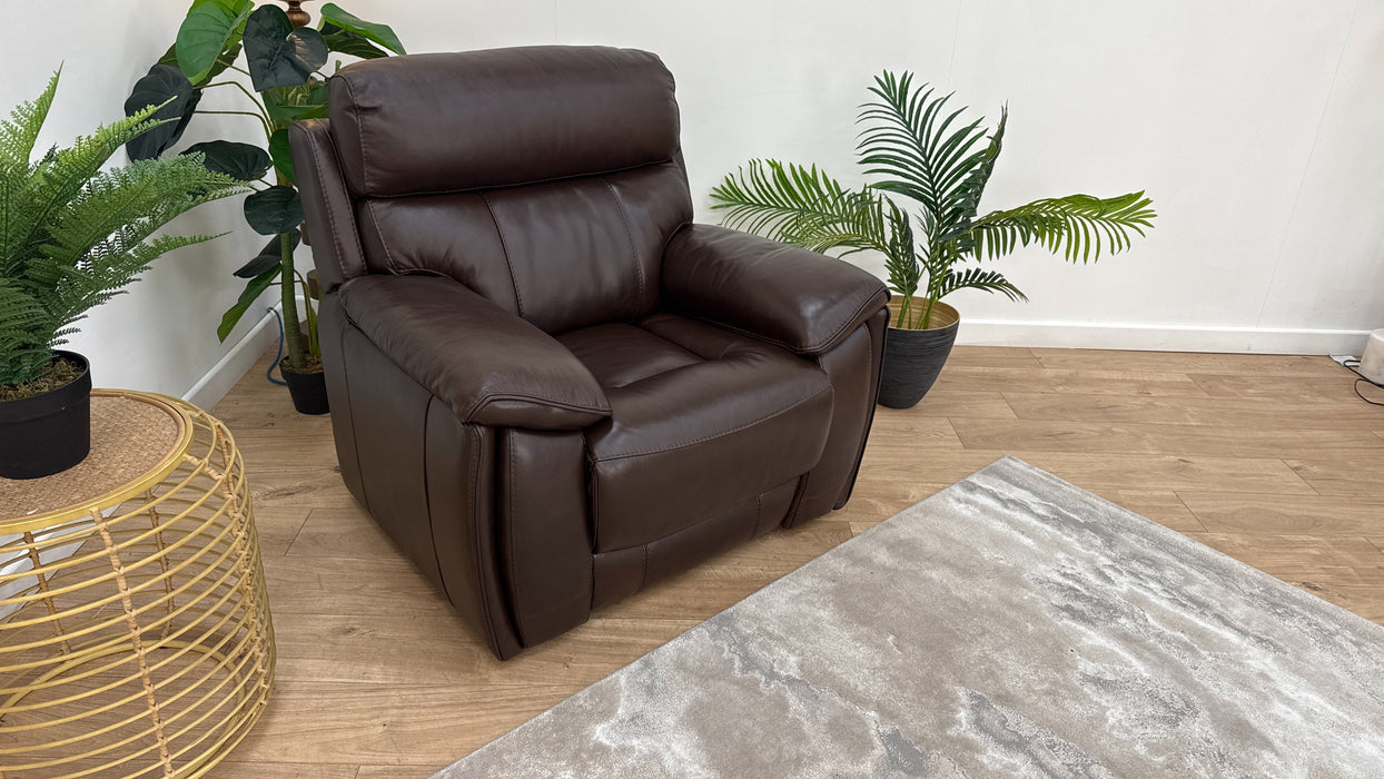 Sofology Radleigh Leather Lift & Rise Chair in Relaxed Embossed Dark Brown