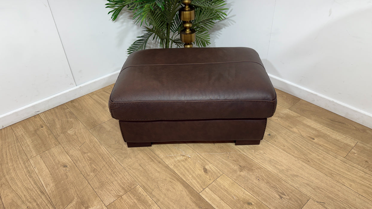 Sofology Linara Leather Footstool in Virginia Brown