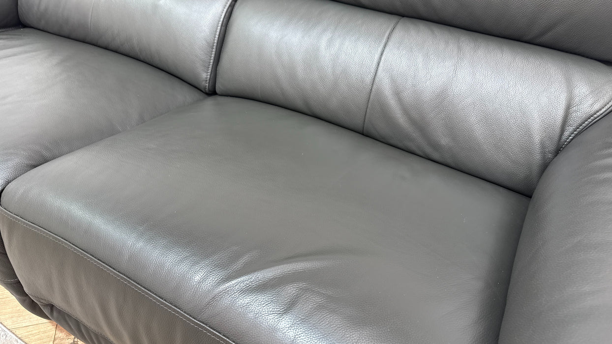 Sofology Hugo Leather 2.5 Seater Power Recliner/Headrest in Trusty Embossed Charcoal