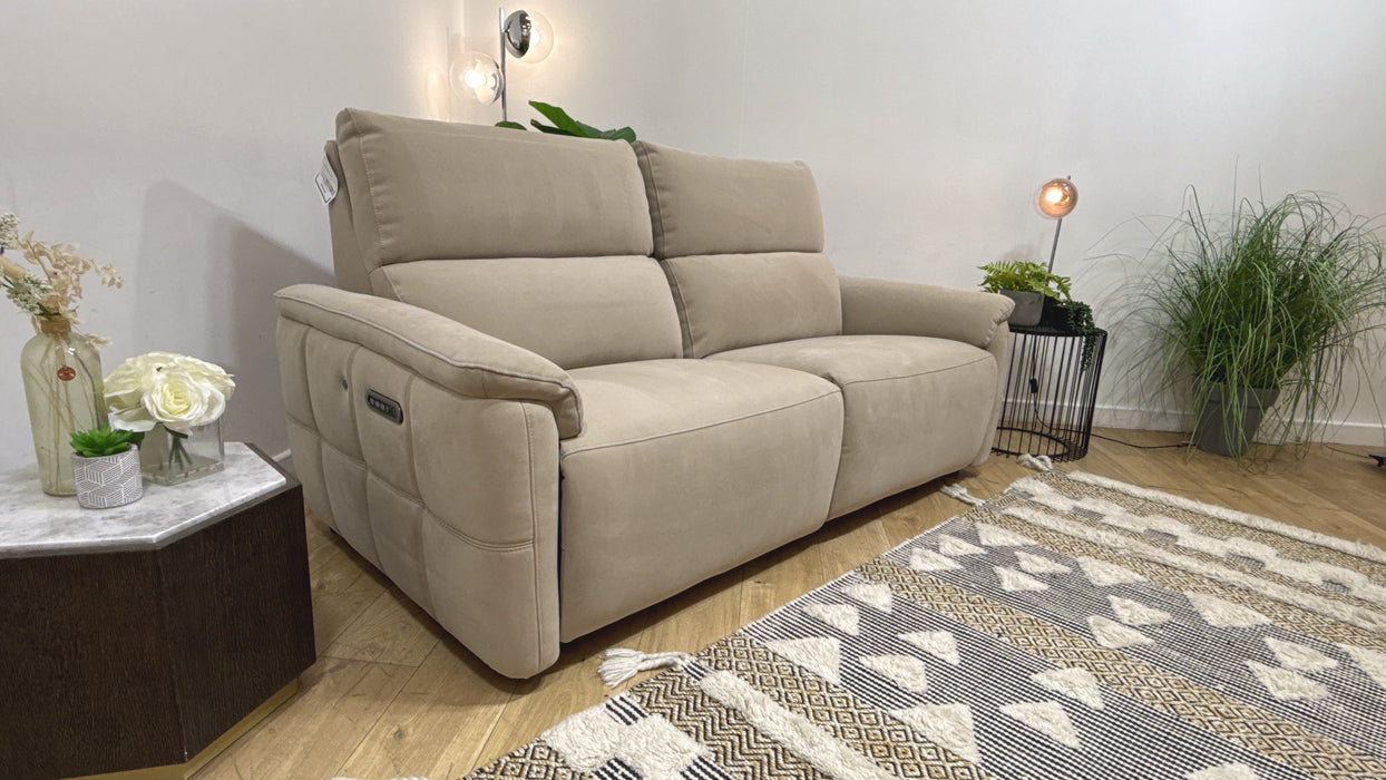 Sofology Ripley Fabric 2.5 Seater Power Recliner/Headrest Heated Seats Lumbar Support in Lifestyle Nubuck Feel Stone
