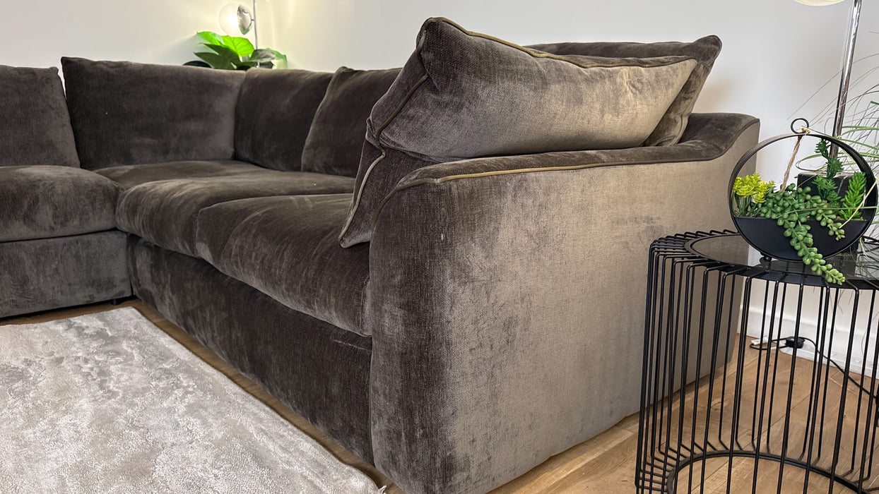 Sofology Georgio Fabric 3 Corner 3 Feather Flex in Luxury Deep Pile Chenille Mole