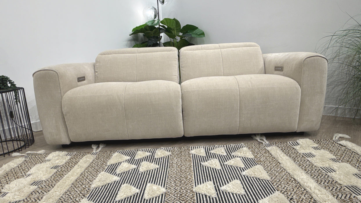 Sofology Riviera 2.5 Power Recliner Fabric Sofa in Chenille Cotton