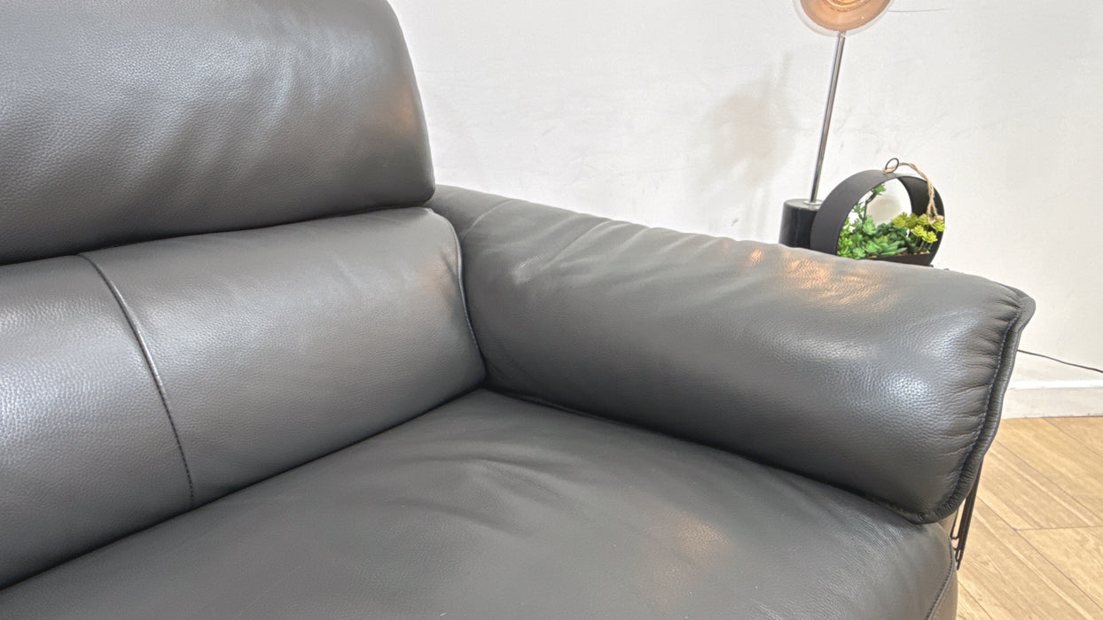Sofology Hugo Leather 2.5 Seater in Trusty Embossed Charcoal