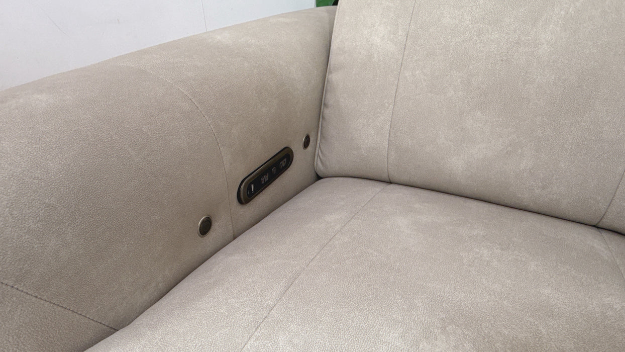 Sofology Fabric Chair Power Recliner/Headrest Heated Seat in Lifestyle Flecked Ivory